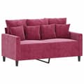 Miniatyrbillede 3 af 10: vidaXL sofasæt 4 dele med hynder velour vinrød