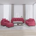 Miniatyrbillede 10 af 10: vidaXL sofasæt 4 dele med hynder velour vinrød