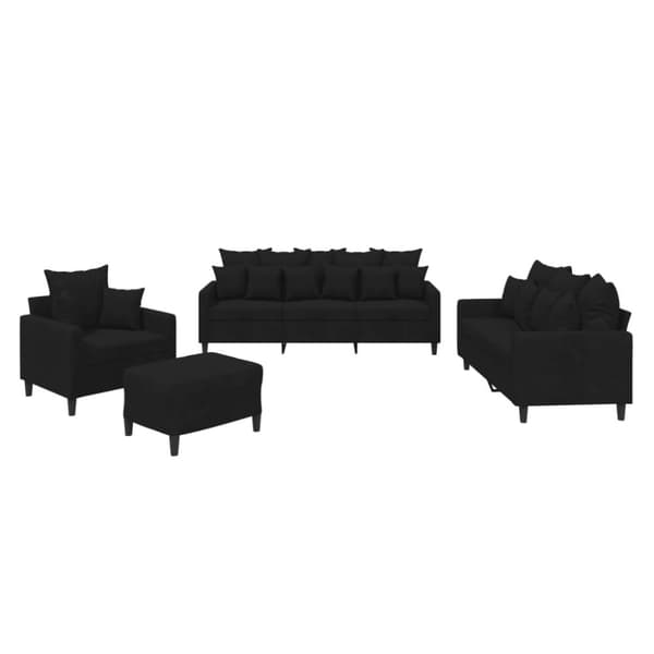 vidaXL sofasæt 4 dele med hynder velour sort