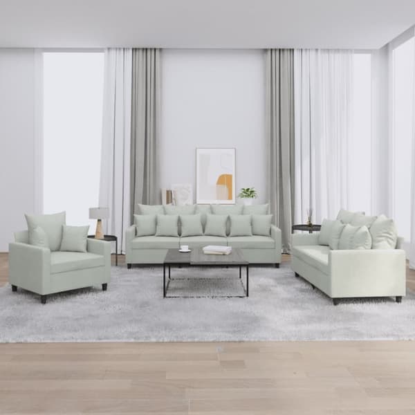vidaXL sofasæt 3 dele med hynder velour lysegrå