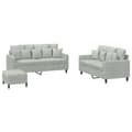 Miniatyrbillede 1 af 9: vidaXL sofasæt 3 dele med hynder velour lysegrå