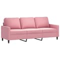Miniatyrbild 3 av 7: vidaXL 3-sitssoffa med fotpall rosa 180 cm sammet