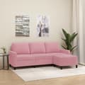 Miniatyrbillede 7 af 7: vidaXL 3-personers sofa med fodskammel 180 cm velour lyserød
