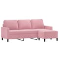 Miniatyrbillede 2 af 7: vidaXL 3-personers sofa med fodskammel 180 cm velour lyserød