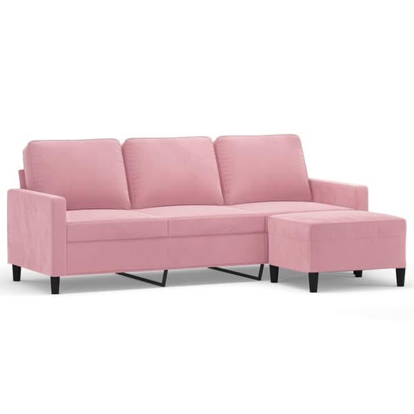 vidaXL 3-personers sofa med fodskammel 180 cm velour lyserød