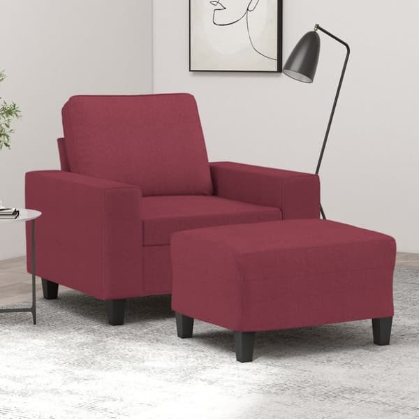 vidaXL sofastol med fodskammel 60 cm stof vinrød