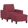 Miniatyrbillede 1 af 9: vidaXL sofastol med fodskammel 60 cm stof vinrød
