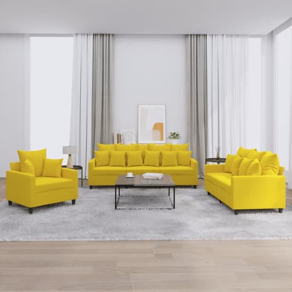 vidaXL sofasæt 3 dele med hynder velour gul