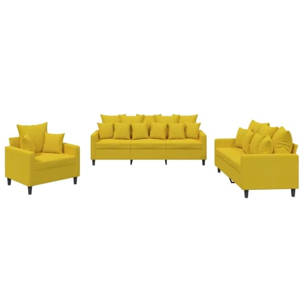 vidaXL sofasæt 3 dele med hynder velour gul