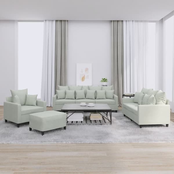 vidaXL sofasæt 4 dele med hynder velour lysegrå