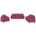 Miniatyrbillede 2 af 8: vidaXL sofasæt 2 dele med hynder velour vinrød