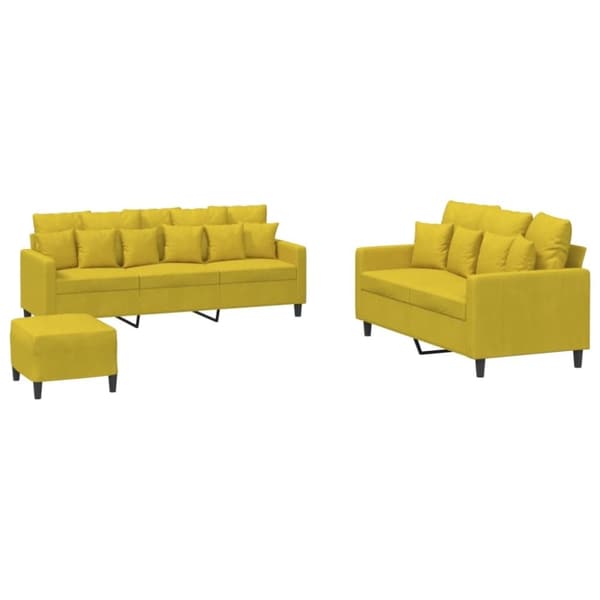 vidaXL sofasæt 3 dele med hynder velour gul