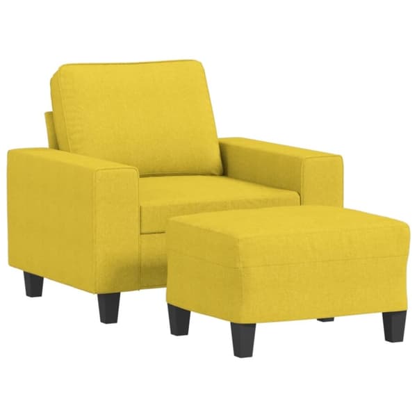 vidaXL Fåtölj med fotpall Ljusgul 60 cm tyg
