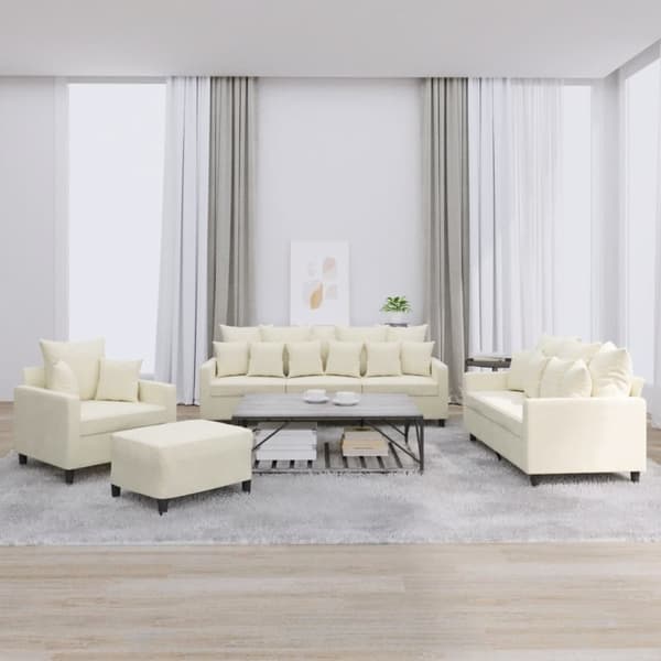 vidaXL sofasæt 4 dele med hynder velour cremefarvet