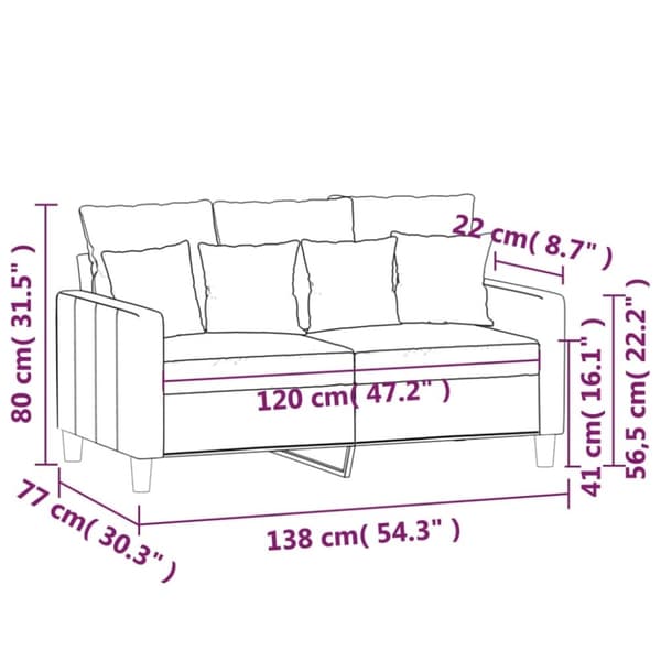 vidaXL 2-sitssoffa ljusgrå Svart 120 cm sammet