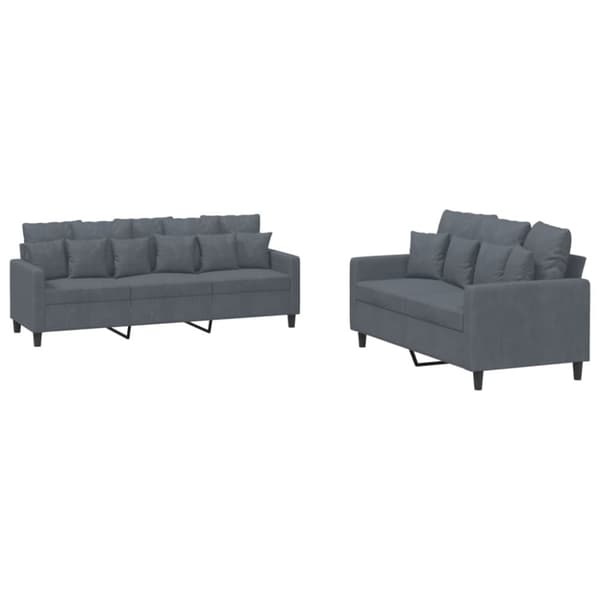 vidaXL sofasæt 2 dele med hynder velour mørkegrå