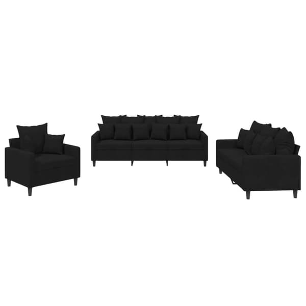 vidaXL sofasæt 3 dele med hynder velour sort