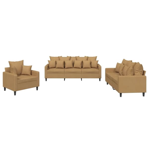 vidaXL sofasæt 3 dele med hynder velour brun