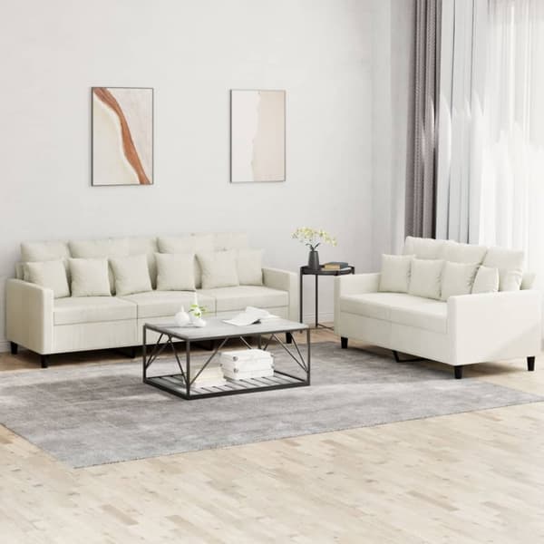 vidaXL sofasæt 2 dele med hynder velour cremefarvet