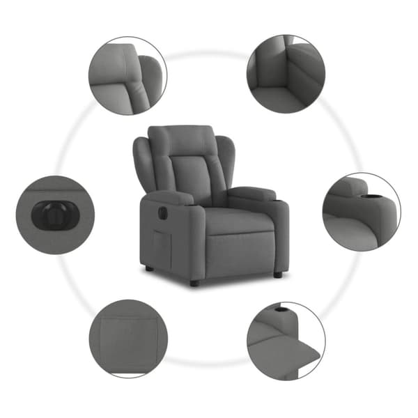 vidaXL Elektrisk reclinerfåtölj mörkgrå tyg