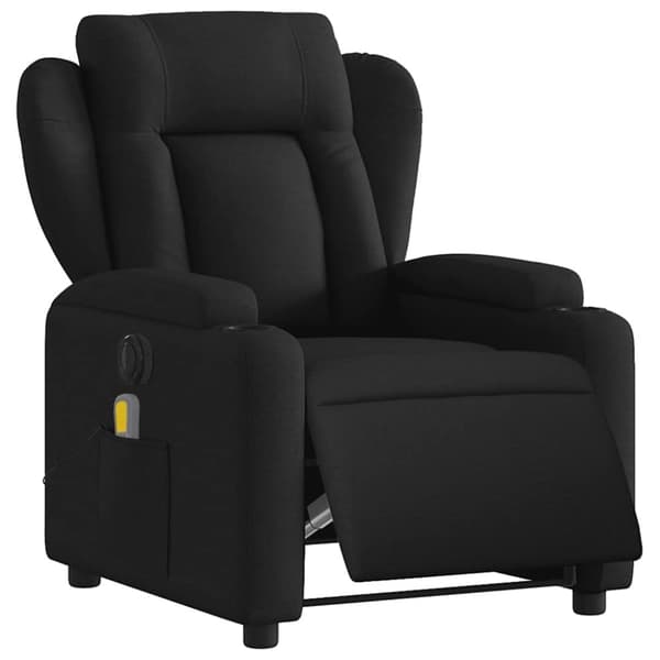 vidaXL Elektrisk massagefåtölj med uppresningshjälp svart tyg