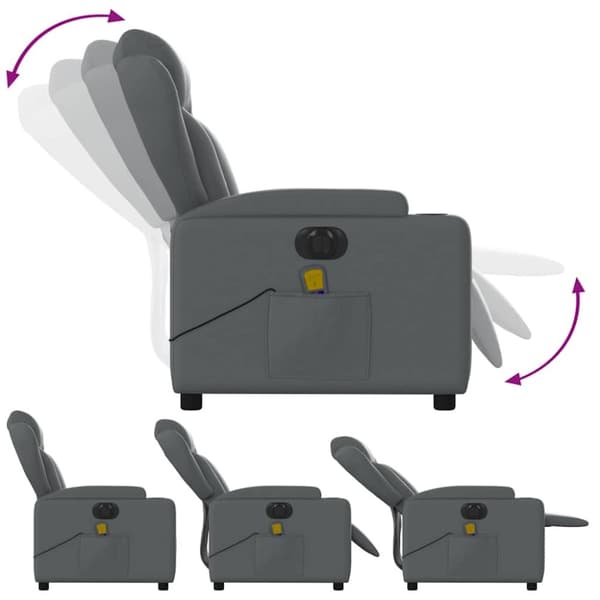 vidaXL Elektrisk massagefåtölj grå konstläder