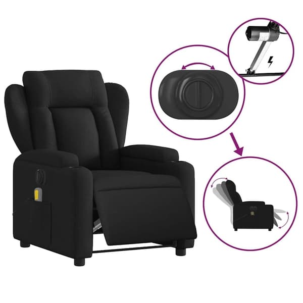 vidaXL eldrevet massagestol stof sort