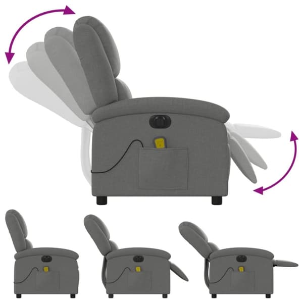 vidaXL Elektrisk massagefåtölj mörkgrå tyg