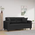 Miniatyrbillede 8 af 8: vidaXL 2-personers sofa med pyntepuder 140 cm kunstlæder sort