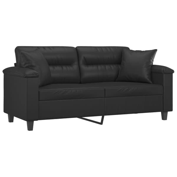vidaXL 2-personers sofa med pyntepuder 140 cm kunstlæder sort