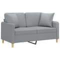 Miniatyrbillede 3 af 8: vidaXL 2-personers sofa med pyntepuder 120 cm stof lysegrå