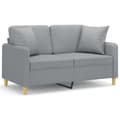 Miniatyrbillede 2 af 8: vidaXL 2-personers sofa med pyntepuder 120 cm stof lysegrå