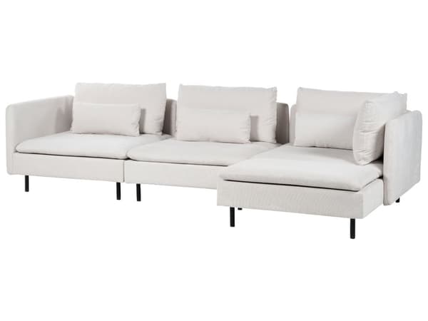 Modulsofa lys beige 3-personers polstret i stof med metalben venstre dekorative hynder moderne