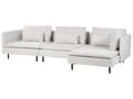 Miniatyrbillede 4 af 11: Modulsofa lys beige 3-personers polstret i stof med metalben venstre dekorative hynder moderne