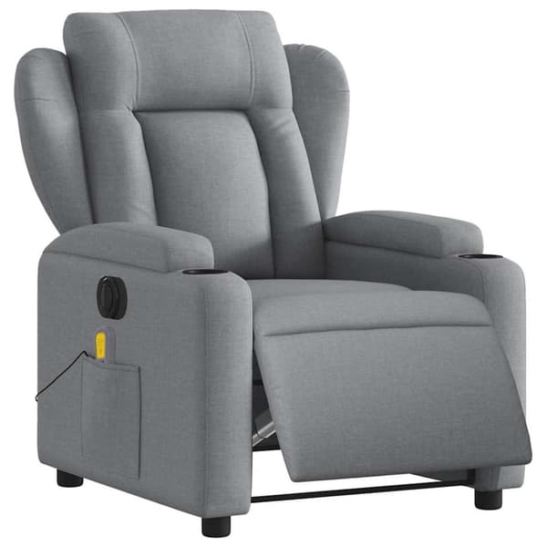 vidaXL Elektrisk massagefåtölj ljusgrå tyg
