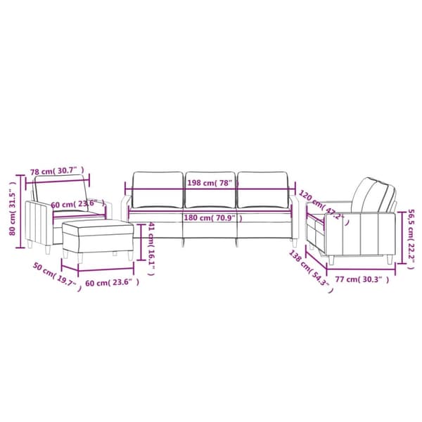 vidaXL sofasæt 4 dele med hynder velour gul