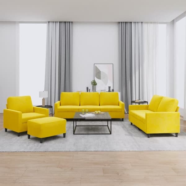 vidaXL sofasæt 4 dele med hynder velour gul