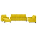 Miniatyrbillede 1 af 8: vidaXL sofasæt 4 dele med hynder velour gul