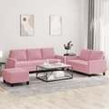 Miniatyrbillede 9 af 9: vidaXL sofasæt 3 dele med hynder velour lyserød