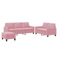 Miniatyrbillede 1 af 9: vidaXL sofasæt 3 dele med hynder velour lyserød