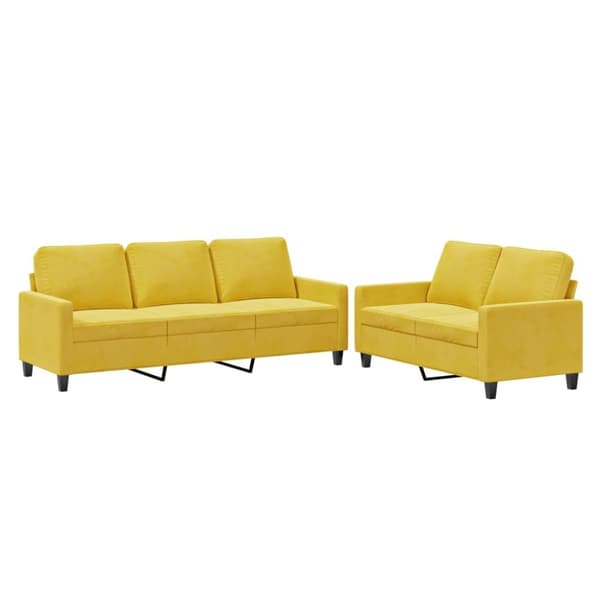 vidaXL sofasæt 2 dele med hynder velour gul