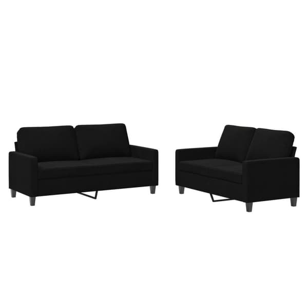 vidaXL sofasæt 2 dele med hynder velour sort