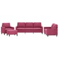 Miniatyrbillede 1 af 8: vidaXL sofasæt 4 dele med hynder velour vinrød