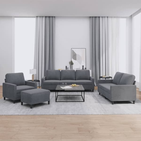 vidaXL sofasæt 4 dele med hynder velour mørkegrå