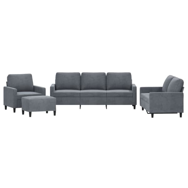 vidaXL sofasæt 4 dele med hynder velour mørkegrå
