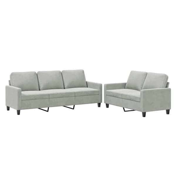 vidaXL sofasæt 2 dele med hynder velour lysegrå