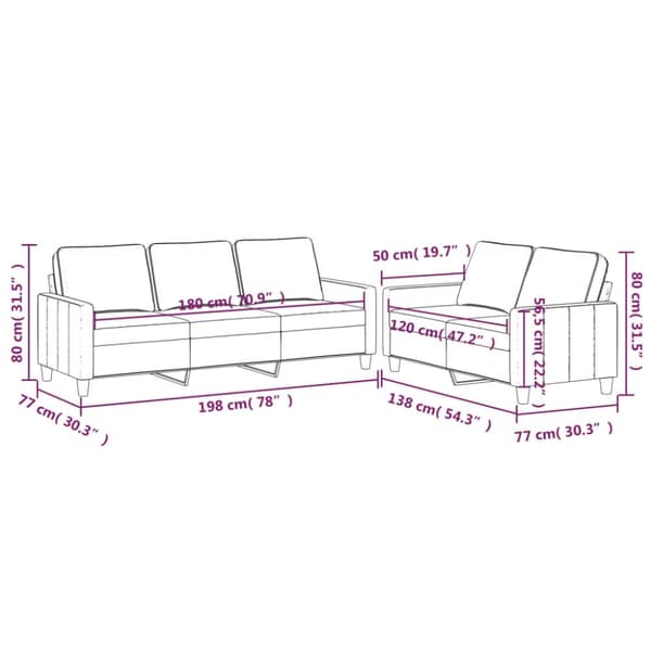 vidaXL sofasæt 2 dele med hynder velour sort