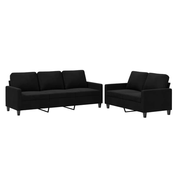 vidaXL sofasæt 2 dele med hynder velour sort