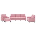 Miniatyrbillede 1 af 8: vidaXL sofasæt 4 dele med hynder velour lyserød
