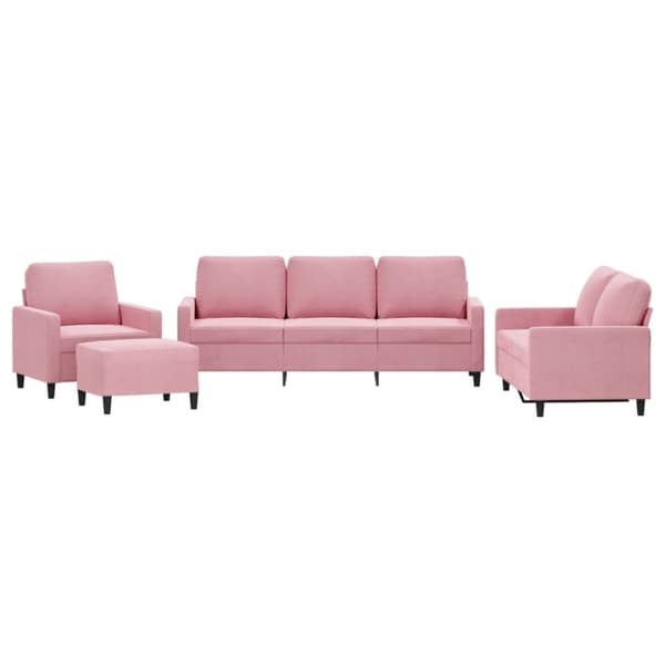vidaXL sofasæt 4 dele med hynder velour lyserød